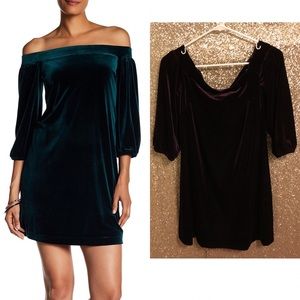 Vince Camuto Purple Off the Shoulder Velvet Dress